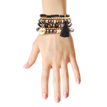 Load image into Gallery viewer, Black Glass Love 6 Pcs Bracelets

