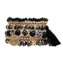 Load image into Gallery viewer, Black Glass Love 6 Pcs Bracelets
