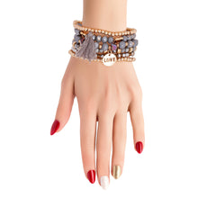 Load image into Gallery viewer, Gray Glass Love 6 pcs Bracelets
