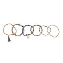 Load image into Gallery viewer, Gray Glass Love 6 pcs Bracelets
