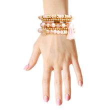Load image into Gallery viewer, Light Brown Glass Love 6 Pcs Bracelets
