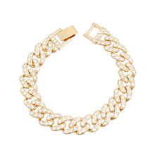 Load image into Gallery viewer, Iced Gold Cuban Chain Clasp Bracelet
