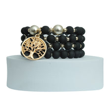 Load image into Gallery viewer, Matte Black Tree of Life Bracelets
