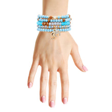 Load image into Gallery viewer, Light Blue Glass 5 Pcs Elephant Bracelets
