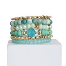 Load image into Gallery viewer, Mint Bead Druzy Charm Bracelets
