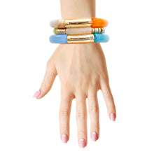 Load image into Gallery viewer, Multi Color Tube Stretch Bangle Set
