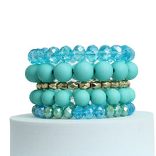 Load image into Gallery viewer, Matte Turquoise Ball and Glass Bracelets
