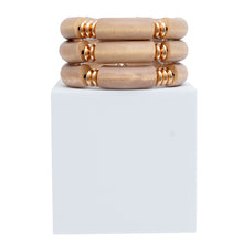 Load image into Gallery viewer, Brown Wood Tube Stretch Bangle Set
