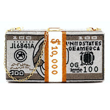 Load image into Gallery viewer, Black Bling $10K Rectangle Clutch
