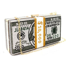Load image into Gallery viewer, Black Bling $10K Rectangle Clutch
