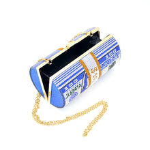 Load image into Gallery viewer, Blue Bling Rolled Benjamins Clutch
