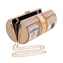 Load image into Gallery viewer, Gold Bling Rolled Benjamins Clutch
