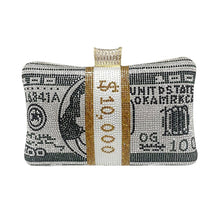 Load image into Gallery viewer, Black Bling Banded Cash Luxury Clutch
