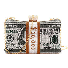 Load image into Gallery viewer, Black Bling Banded Cash Luxury Clutch
