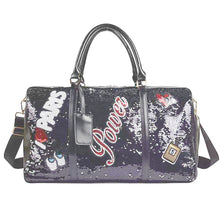 Load image into Gallery viewer, Black Sequin Power Duffel Bag
