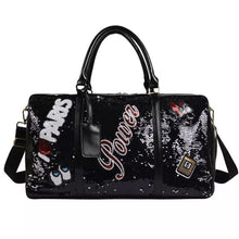 Load image into Gallery viewer, Black Sequin Power Duffel Bag
