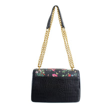 Load image into Gallery viewer, Black Floral Designer Square Satchel
