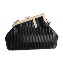 Load image into Gallery viewer, Black Ribbed Angled Frame Clutch
