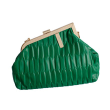 Load image into Gallery viewer, Green Ribbed Angled Frame Clutch
