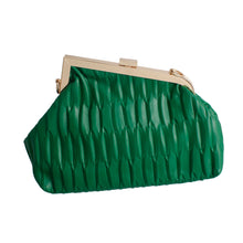 Load image into Gallery viewer, Green Ribbed Angled Frame Clutch
