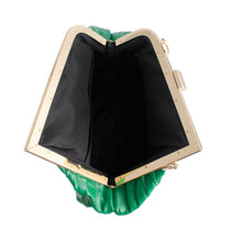 Load image into Gallery viewer, Green Ribbed Angled Frame Clutch

