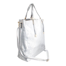 Load image into Gallery viewer, Shiny Silver Croc 3 Pcs Bag Set

