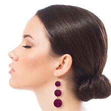 Load image into Gallery viewer, Purple Trio Seed Bead Ball Earrings
