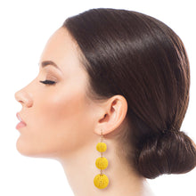 Load image into Gallery viewer, Yellow Trio Seed Bead Ball Earrings
