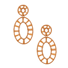 Load image into Gallery viewer, Gold Raffia Oval Earrings
