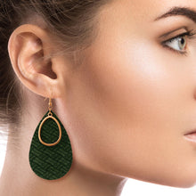 Load image into Gallery viewer, Green Leather Teardrop Earrings
