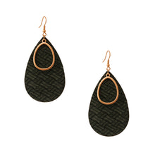 Load image into Gallery viewer, Green Leather Teardrop Earrings
