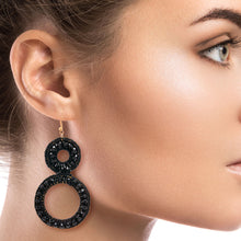 Load image into Gallery viewer, Black Woven Glass Bead Earrings
