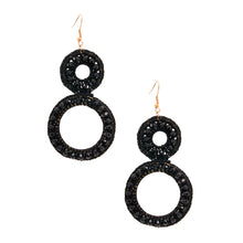 Load image into Gallery viewer, Black Woven Glass Bead Earrings
