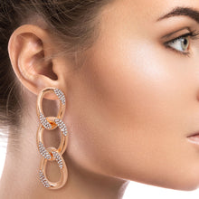 Load image into Gallery viewer, Gold Crusted Rhinestone Link Earrings
