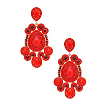 Load image into Gallery viewer, Gold and Red Soutache Earrings
