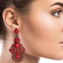 Load image into Gallery viewer, Black and Wine Soutache Earrings
