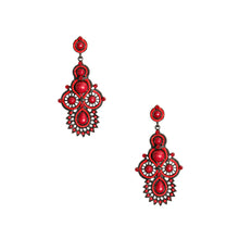 Load image into Gallery viewer, Black and Wine Soutache Earrings

