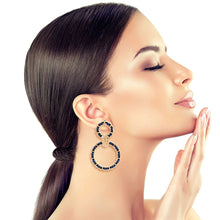 Load image into Gallery viewer, Navy and Gold Woven Chain Earrings
