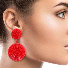 Load image into Gallery viewer, Coral Embroidered Bead Earrings
