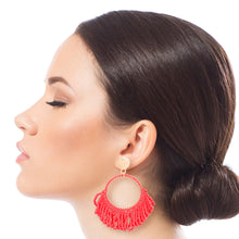 Load image into Gallery viewer, Coral Seed Bead Draped Earrings
