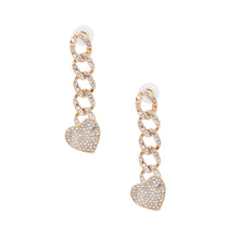 Load image into Gallery viewer, Gold Iced Chain Link Heart Earrings
