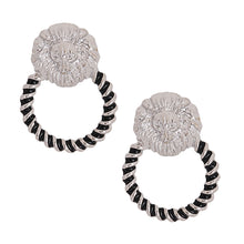 Load image into Gallery viewer, Silver and Black Lion Head Ring Studs
