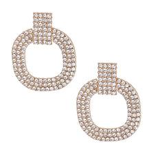 Load image into Gallery viewer, Gold Pave Squared Earrings
