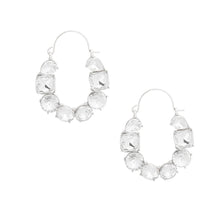 Load image into Gallery viewer, Silver Arch Crystal Hoops
