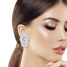 Load image into Gallery viewer, Silver Crystal Hooked Ring Studs
