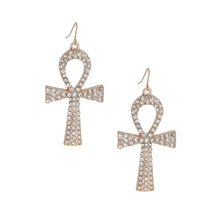 Load image into Gallery viewer, Gold Egyptian Cross Earrings
