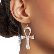 Load image into Gallery viewer, Gold Egyptian Cross Earrings
