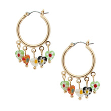 Load image into Gallery viewer, Heart Shaped Bead Gold Hoops
