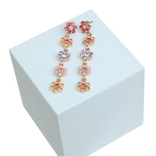 Load image into Gallery viewer, Gold Link Rhinestone Daisy Earrings
