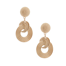 Load image into Gallery viewer, Gold Patterned Circle Earrings
